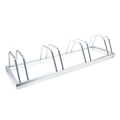 Wiltec bike stand for 4 bikes 124x39.5x19.5cm made of galvanized steel and suitable for wall mounting. Row parker bike rack.