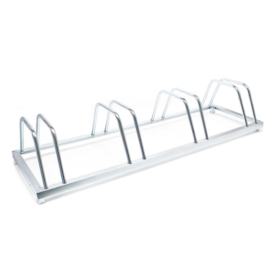 Wiltec bike stand for 4 bikes 124x39.5x19.5cm made of galvanized steel and suitable for wall mounting. Row parker bike rack.