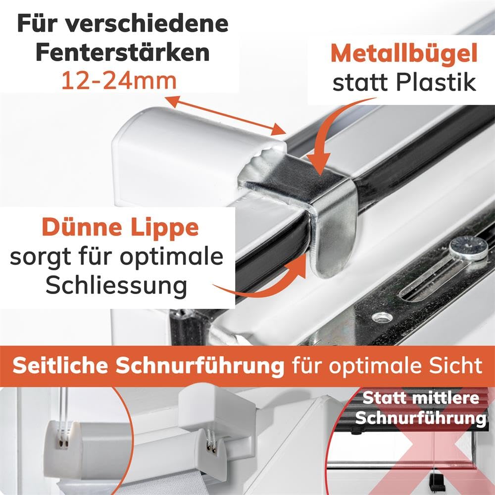 Pleated blind clamp fix [Gray, 90x220 cm] without drilling for door & window, foldable blind with easy installation/Provides optimal privacy and sun protection, ideal for sun protection