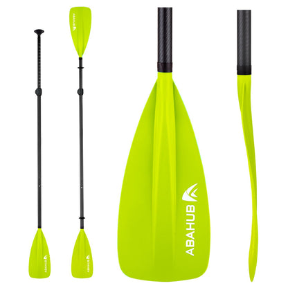 Abahub 4-piece Carbon SUP Paddle/Kayak Oar, adjustable Stand up Paddleboard Paddle, Lightweight Carbon Shaft with green plastic blade
