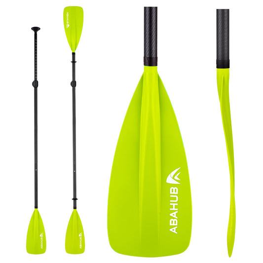 Abahub 4-piece Carbon SUP Paddle/Kayak Oar, adjustable Stand up Paddleboard Paddle, Lightweight Carbon Shaft with green plastic blade