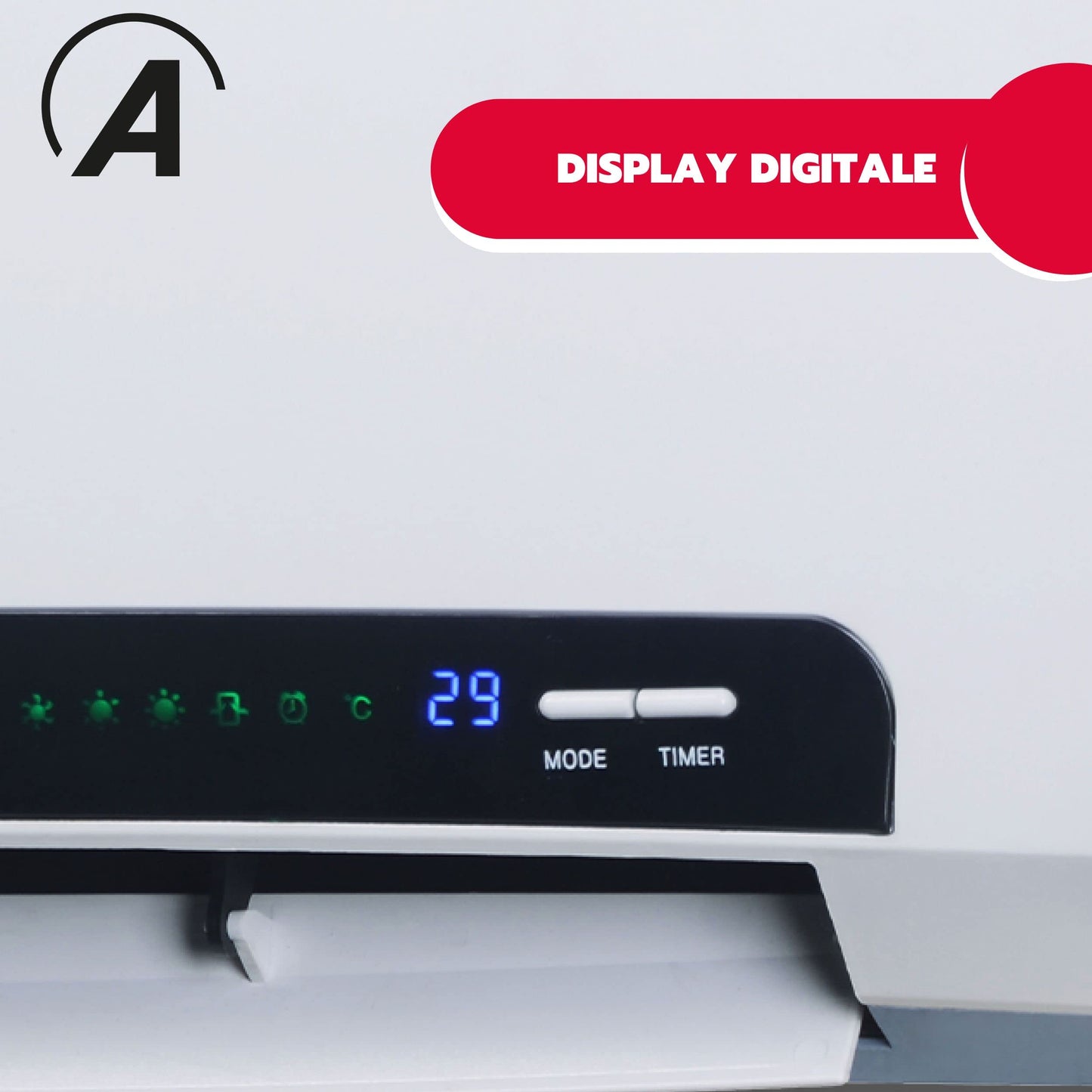 ARDES - AR4W08P PARETO X Ceramic Wall Mount Heater 2000W Waterproof, programmable Bathroom Heater, 12-Hour Timer, Ceramic Plate Silver Silk Smart with digital LED Magic Display.
