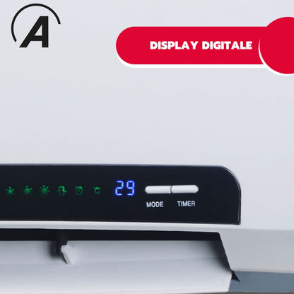 ARDES - AR4W08P PARETO X Ceramic Wall Mount Heater 2000W Waterproof, programmable Bathroom Heater, 12-Hour Timer, Ceramic Plate Silver Silk Smart with digital LED Magic Display.