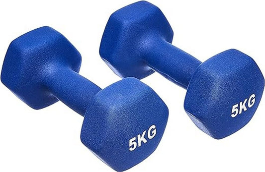 Amazon Basics Neoprene Dumbbell Weights (2-Pack, 5kg Dumbbells) Blue