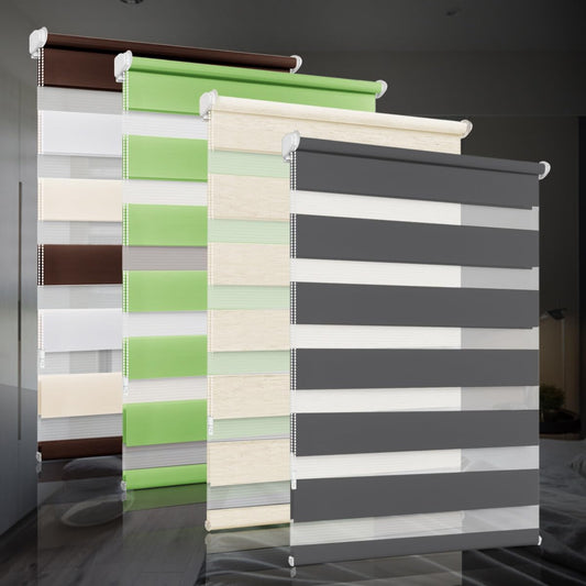 Bobodeco double roller blind clampfix without drilling Duo blinds for windows with clamp carrier, window blind translucent & blackout wall mounting privacy- anthracite B110 x H120cm (fabric width 106cm)