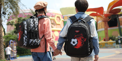 Asge School Backpack for Boys Teenager School Bag for Girls 3-5 Grade Ergonomic Kids Football Print Backpacks for 8-10-15 Year Olds School Bags for Boys Waterproof for School Bags School