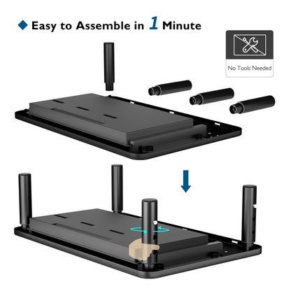 BONTEC Monitor Stand with Drawer, 3 Height Adjustable Monitor Riser for Desk with Mesh Platform for Monitor, Laptop, Computer, iMac, Printer up to 20 kg, Cable Ties Included
