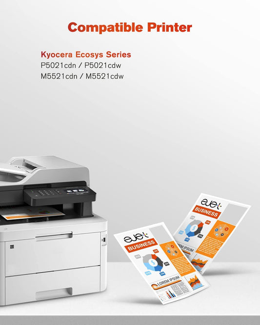 Compatible toner cartridge as a replacement for Kyocera TK5230 TK5230K TK-5230C TK-5230M TK-5230Y for ECOSYS M5521CDN M5521CDW P5021CDN P5021CDW (Black, Cyan, Yellow, Magenta, 4-pack)