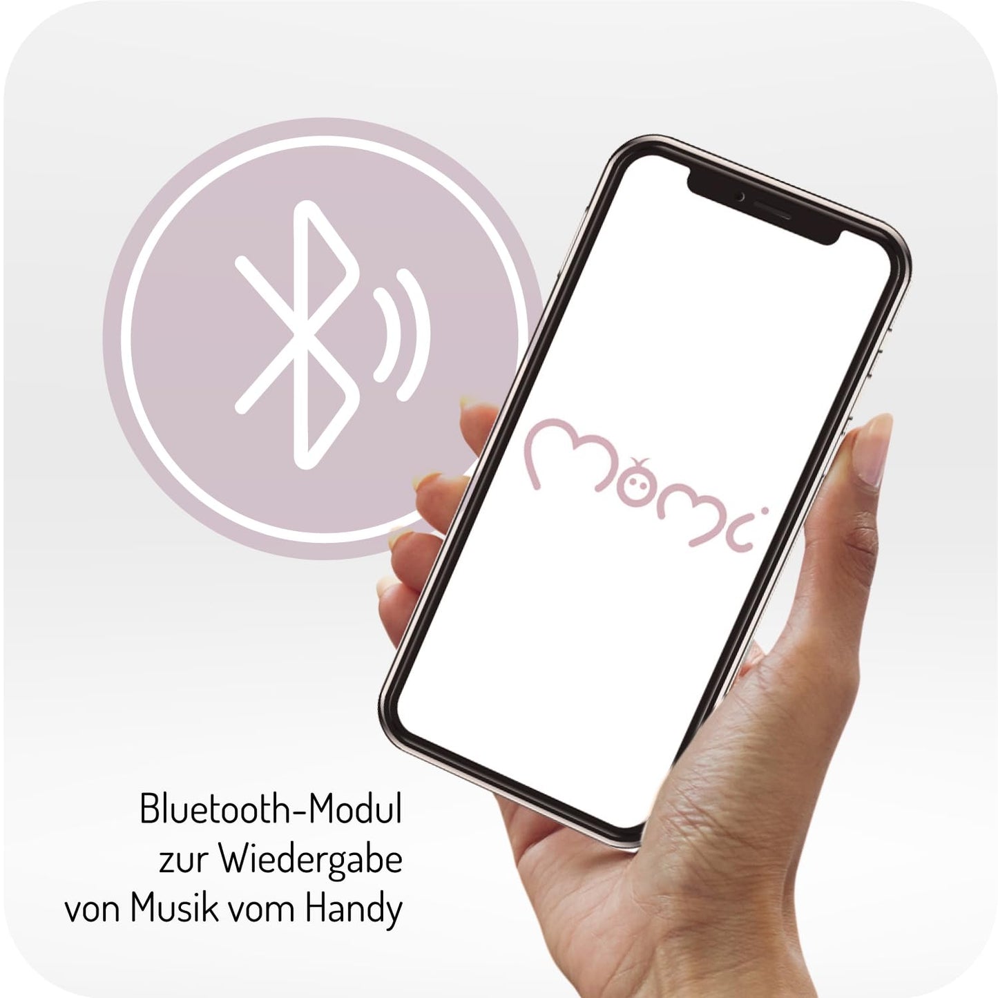 MoMi KENANI baby bouncer for children up to 9 kg, foldable, with remote control & Bluetooth for connecting to smartphone, battery or power connection, with 5-point safety harness, sunshade, insect net