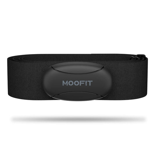 moofit HR8 heart rate monitor chest strap, low energy real-time heart rate data Bluetooth 5.0/ANT+, greater communication range, IP67 waterproof, compatible with iOS/Android apps, fitness equipment, black