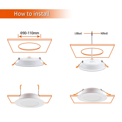 as LIGHT LED recessed lights 230V flat 9W 6er set, Radiant recessed lights, Bathroom spot 3000/4000/6000K, Ceiling spotlight IP54 for bathroom living room kitchen bedroom (White x 6)