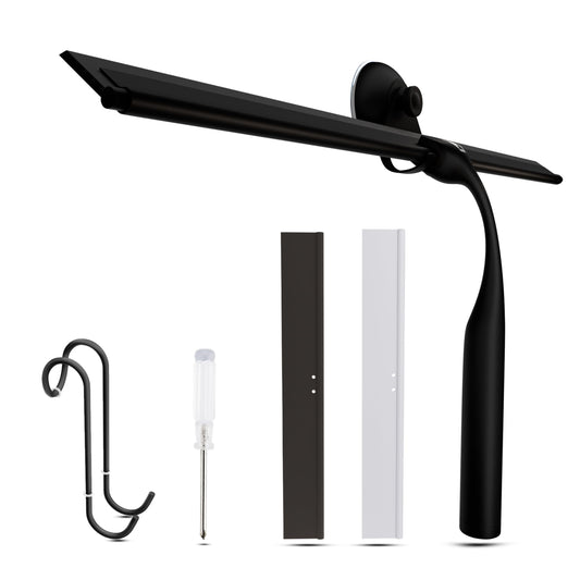 Wunset Superior Shower Squeegee Selection: Featuring stainless steel, silicone, and rubber squeegees, water wipers, bathroom essentials, shower door squeegees (35 cm, Black)