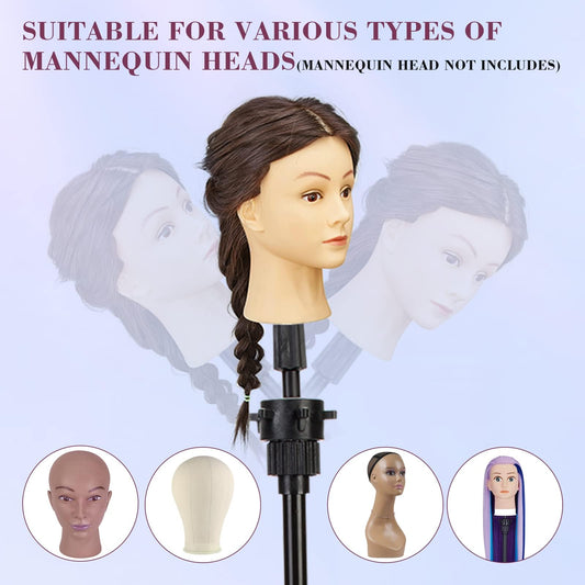Neverland Wig Stand, Doll Head Stand for Hairdressers Practice Head Stand for Dolls Head Holder Styling Head Mannequin Head with Carry Bag Wig Head Holder Black