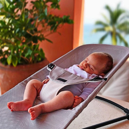 Baby bouncer MIMI, ergonomic design for newborns to toddlers, adjustable backrest, soft breathable fabric, foldable, suitable for babies 2.5kg - 10kg (Gray)