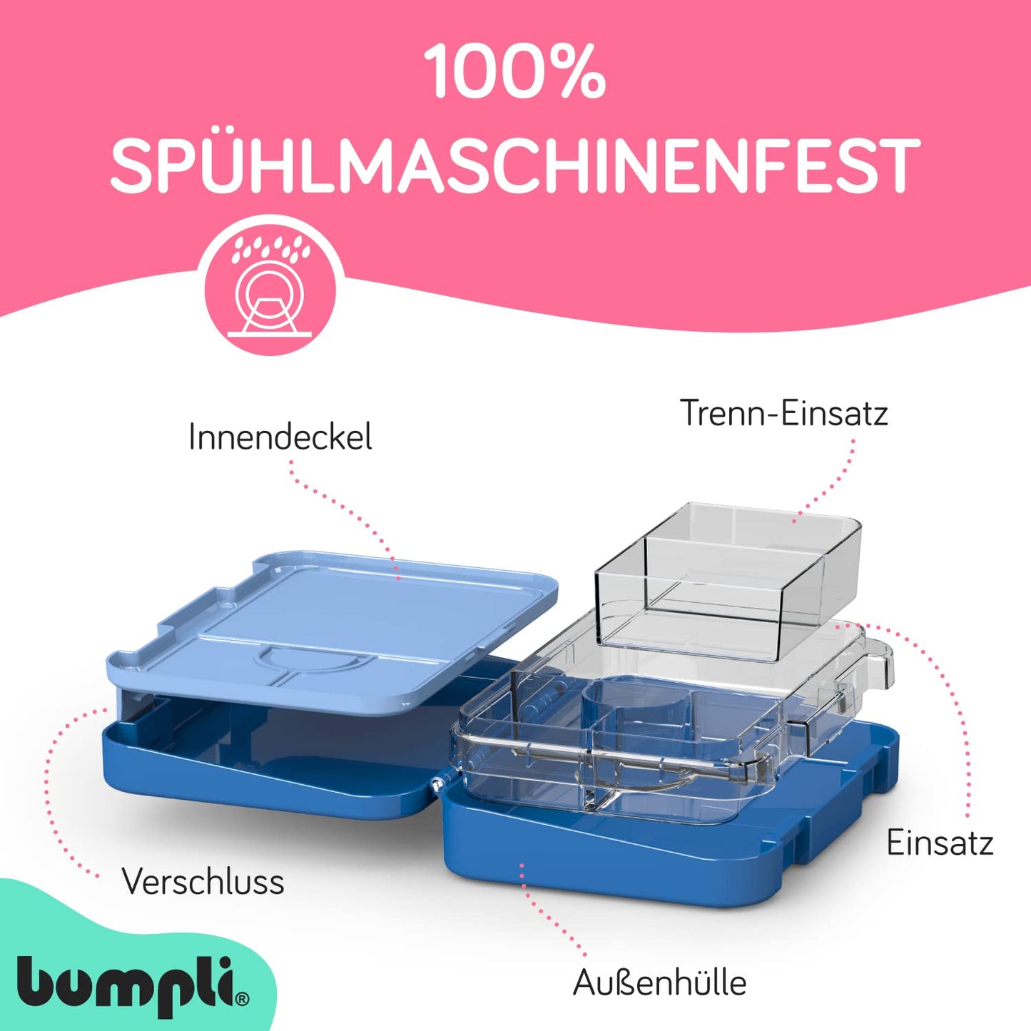 bumpli® lunchbox for kids with compartments - child-friendly locking mechanism with click closure - perfect for preschool, school, and outings, bento box style.