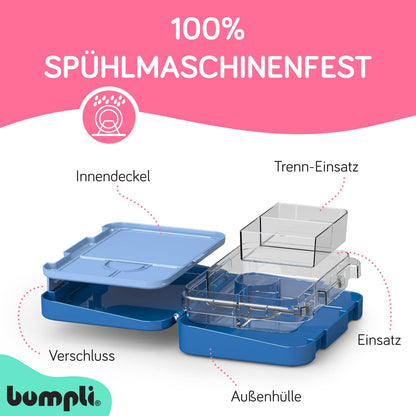 bumpli® lunchbox for kids with compartments - child-friendly locking mechanism with click closure - perfect for preschool, school, and outings, bento box style.