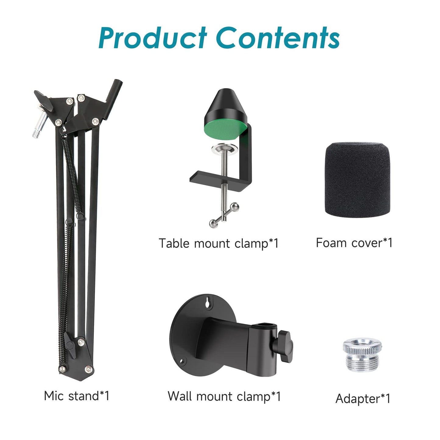 YOUSHARES microphone arm, microphone wall mount, metal table mounting clamp with pop filter for Shure MV7 microphone could allow for wall and table mounting.