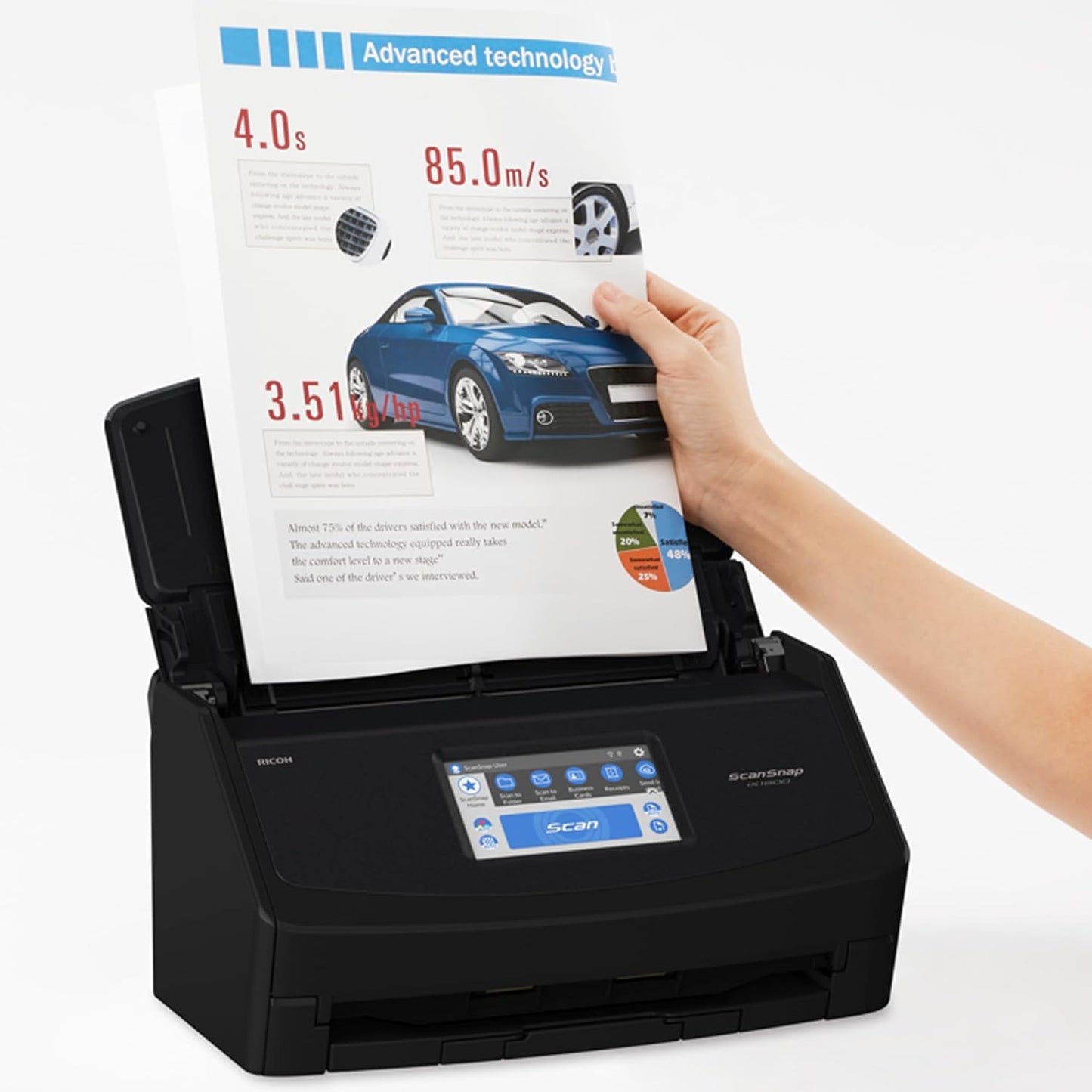 ScanSnap iX1600 Desktop Document Scanner Black - 5 GHz - Duplex, ADF, A4, WLAN, Touchscreen, USB 3.2