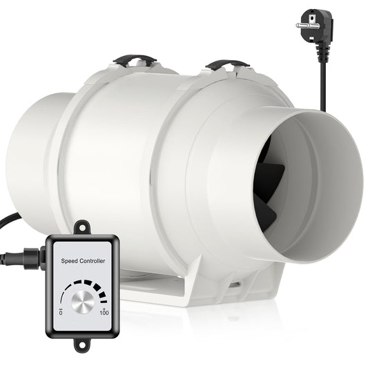HG Power 125mm Adjustable Exhaust Fan, Tube Fan with Fan Speed Controller Energy Saving Quiet Duct Fan Bathroom Ventilation Fan for Kitchen Bathroom Garage Exhaust Blower