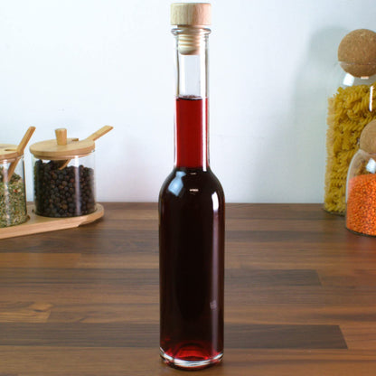 gouveo 30-piece set glass bottles 200 ml Symphony with cork (HGK) - Empty bottles for filling and gifting - Small 0.2 l liqueur bottle, schnapps bottle, oil bottle (SIF200HGK)