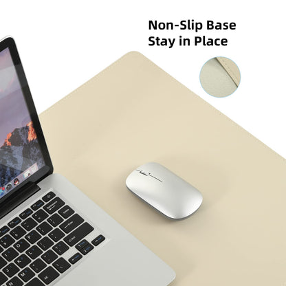 Wolaile leather desk pad, 91.4 x 43.2 cm, large keyboard mouse pad, waterproof, non-slip, desk, computer mat, desk protector for office, home, ivory colored.