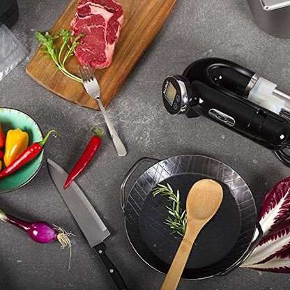 Allpax SVU Sous Vide cooker in black, for water baths up to 20 l, curved design with LED display, for vacuum cooking meat, fish & vegetables, 1200 W