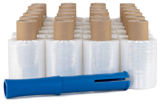 40 rolls of mini packaging film with 1 dispenser, thickness 23my 100mm × 150m stretch film, transparent