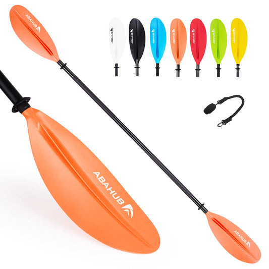 Abahub 218/230/241cm kayak paddle aluminum double paddle with paddle leash for kayaking rowing canoeing aluminum alloy shaft plastic blades black/white/red/blue/green/orange/yellow