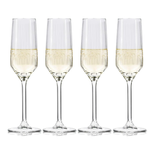 Alpina champagne glasses 22cl - Set of 4 champagne glasses - Also suitable for Cava and Prosecco - Drinking glasses set - Dishwasher safe glass.