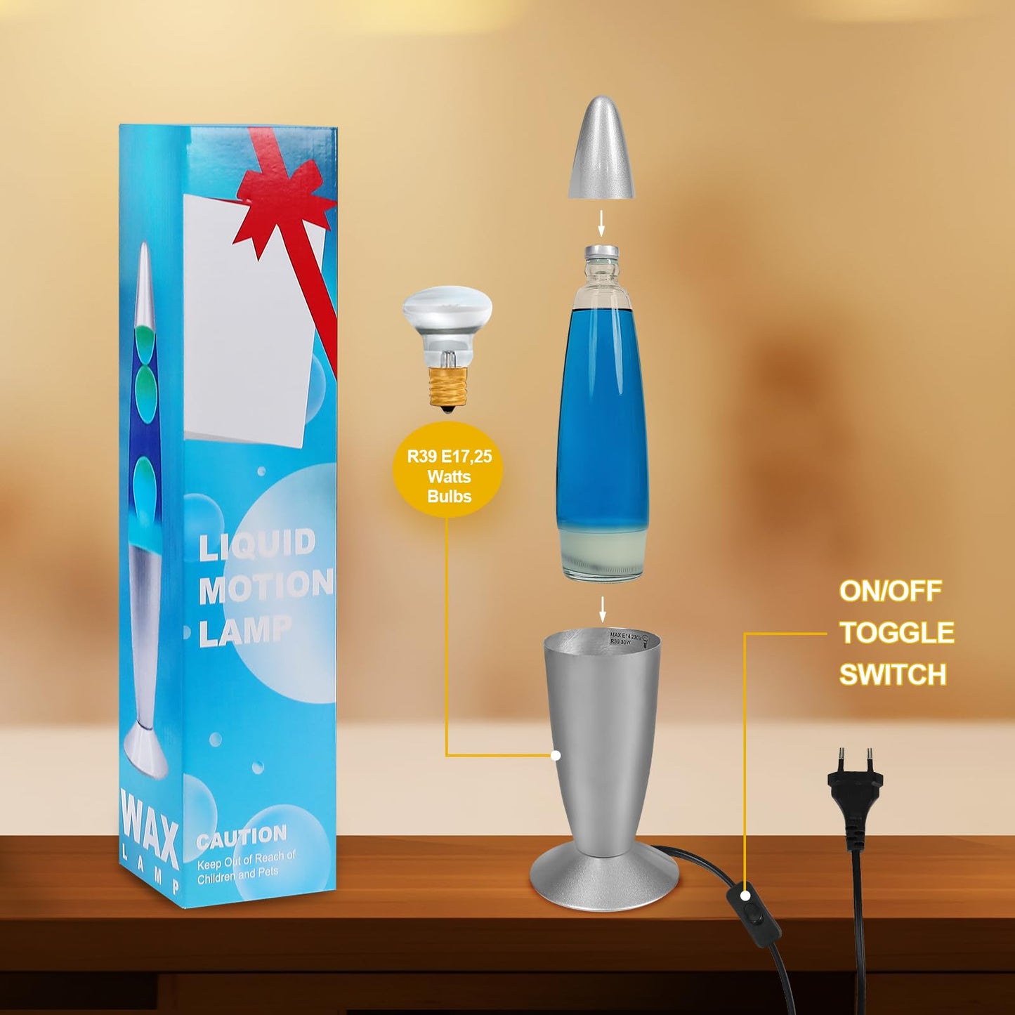 AONESY Lava Lamps for Adults Kids 34cm Lava Lamp Light Blue Liquid & White Wax Retro Astro Lamp for Home Decoration Beautiful Light Gift for Christmas Birthday Halloween
