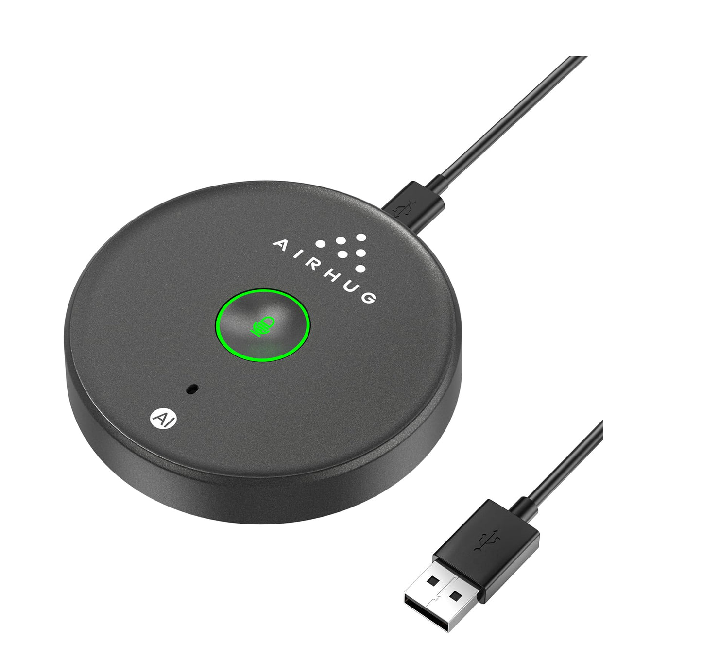 AIRHUG USB microphone, speakerless, desktop computer microphone, mute button with LED indicator, AI noise reduction, plug & play, omnidirectional condenser, PC laptop microphones, for