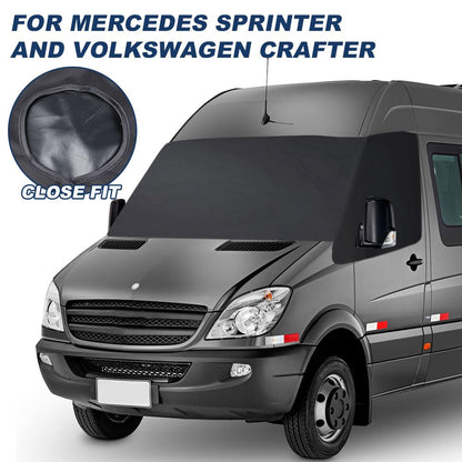Car Windshield Cover for Mercedes Sprinter VW Crafter 2006-2018, Foldable 600D Waterproof Weatherproof Front Windshield Wrap Cover Windshield Cover Disk Cover
