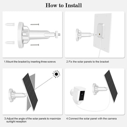 6W solar panels compatible with Spotlight Cam Plus/Pro and Stick Up Cam Battery, 3m charging cable IP65 solar panel with 5V continuous charging.