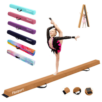 FBSPORT 270CM Folding Balance Beam, Gymnastics Balance Beam, Gymnastics Floor Beam, Flocking Layer Balance Beam, Balance Fitness Equipment for Kids.