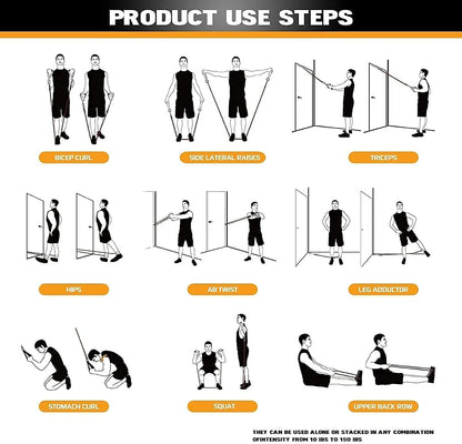 VEICK resistance bands, exercise bands, workout bands with handles for men and women (10-150 pounds, grey gradient)