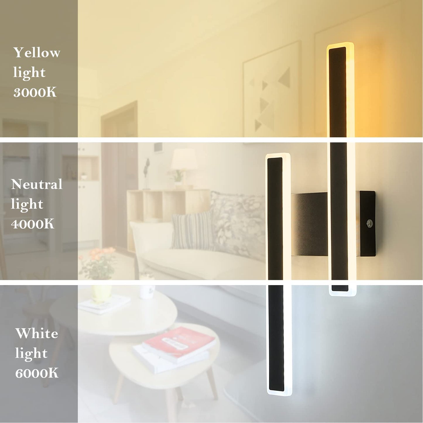 Attractive Indoor Modern Wall Light, 32W 3600LM LED Wall Lamp, Creative Long Parallel LED Wall Light for Living Room Bedroom Hallway Staircase, Warm White|Cool White|Neutral White