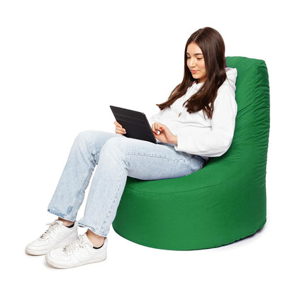 PATCH HOME Gamer Chair including Dice Bean Bag Set Ø80cm, 30cm seat height, 90cm height + 35x35cm Cube Green