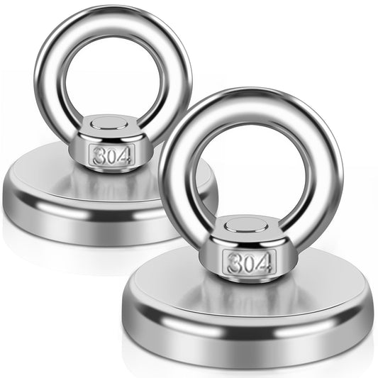 Magnets strong, 80KG Neodymium Magnets Extra Strong Magnet Fishing, Strong Neodymium Eye Magnet Hooks, Neodymium Magnet with Countersunk Eye Bolt for Workshop, Pond Salvage, Cruise 2 Pieces 48mm