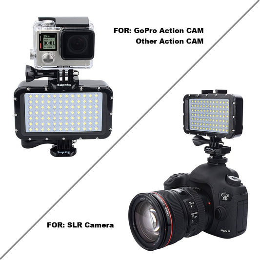 Underwater video light, waterproof lamp, dive light, 84 LEDs, waterproof up to 50m, compatible with DSLR cameras Gopro Canon, Nikon, Pentax, Panasonic, Sony, Samsung