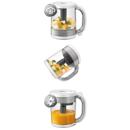 Philips Avent 4-in-1 Baby Food Maker SCF883/01 comes with a 20-pack storage containers for baby food and spoons.