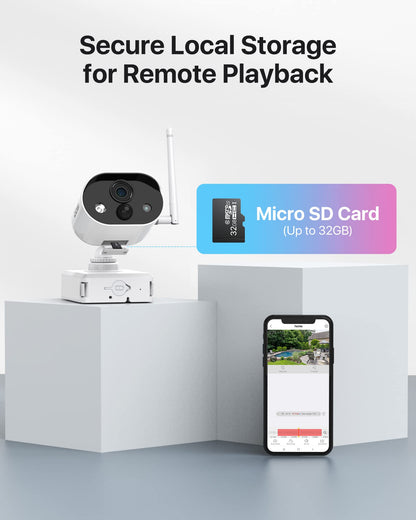 ZOSI 2K 3MP Wireless Outdoor Battery Surveillance Camera Set, 4X 3MP WiFi Cameras Battery Operated with Base Station 32GB Card, Spotlight, 2-Way Audio, Person Detection, C309