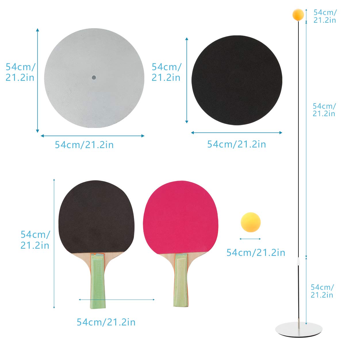 Surplex Table Tennis Trainer with Elastic Soft Shaft Height Adjustable With Rackets Practice Balls For Beginners Self-training Leisure Decompression Child Adult Indoor Outdoor Play