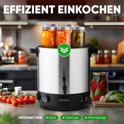 ProfiCook® 2in1 Hot Beverage & Canning Appliance | 32L Tank | Keep Warm Function | Timer | 2100W | 30°C - 100°C | Stainless Steel Canning Pot | Hot Beverage Dispenser with Tap | PC EKA 1283