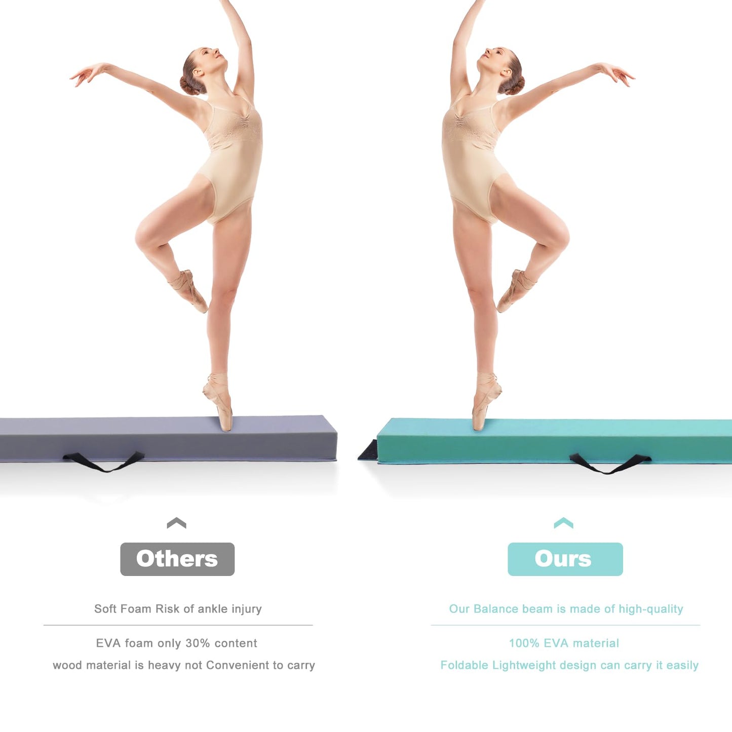 SportBob balance beam children's balance beam foldable beam gymnastics 240cm PU leather balance beam for home balancing beam Balance Beam Training Beam for children, fitness/training/gymnastics