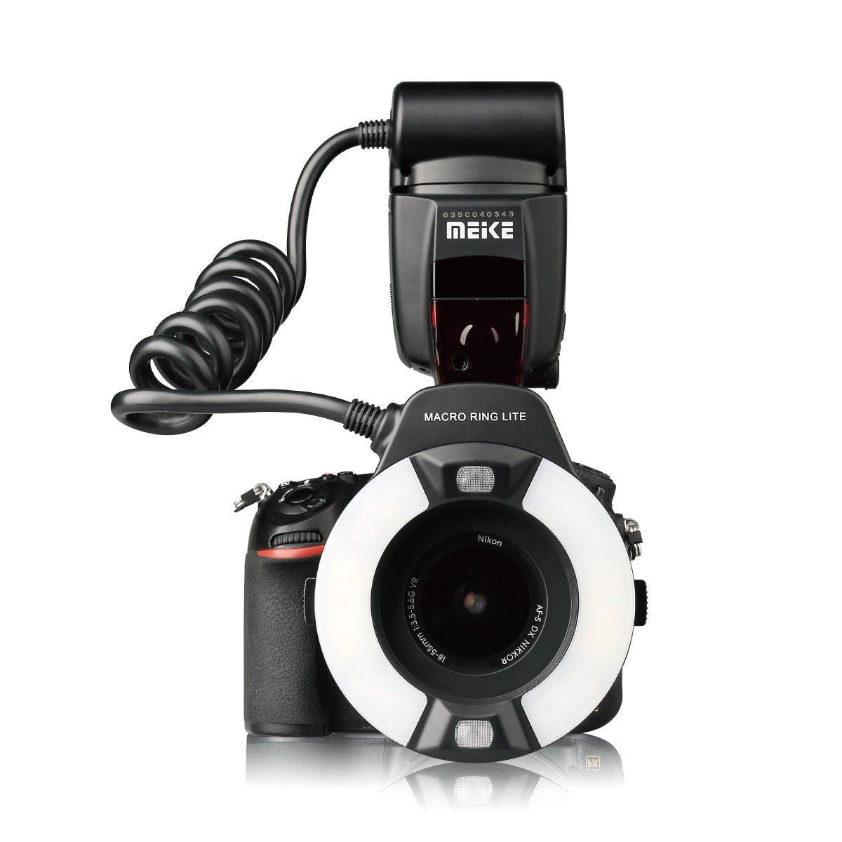 Meike MK-14EXT-N E-TTL Macro LED Ring Flash with LED AF Assist Lamp for Nikon DSLR Camera.