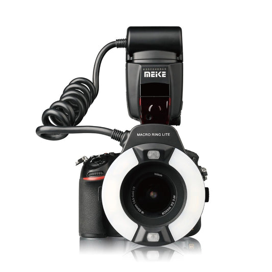 Meike MK-14EXT-N E-TTL Macro LED Ring Flash with LED AF Assist Lamp for Nikon DSLR Camera.