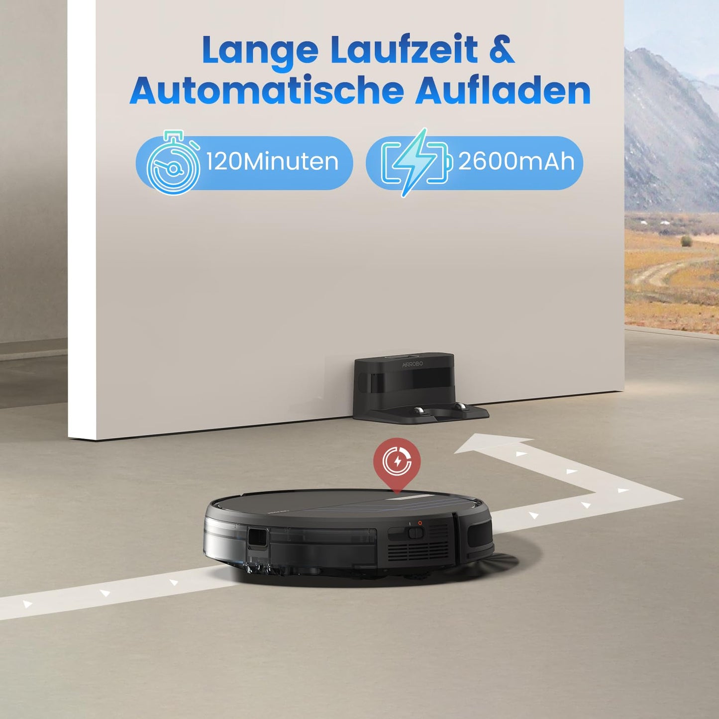 AIRROBO robot vacuum with mopping function, P30 vacuum robot with 3000Pa suction power, 120min runtime, sweep, vacuum, mop 3 in 1 robotic vacuum cleaner for pet hair, carpet, hard floor.