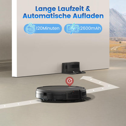 AIRROBO robot vacuum with mopping function, P30 vacuum robot with 3000Pa suction power, 120min runtime, sweep, vacuum, mop 3 in 1 robotic vacuum cleaner for pet hair, carpet, hard floor.