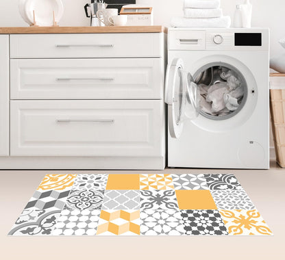 Viniliko Design Vinyl Rug, Yellow, 66 x 250 cm, non-slip, waterproof, washable, Various sizes, for living room, kitchen
