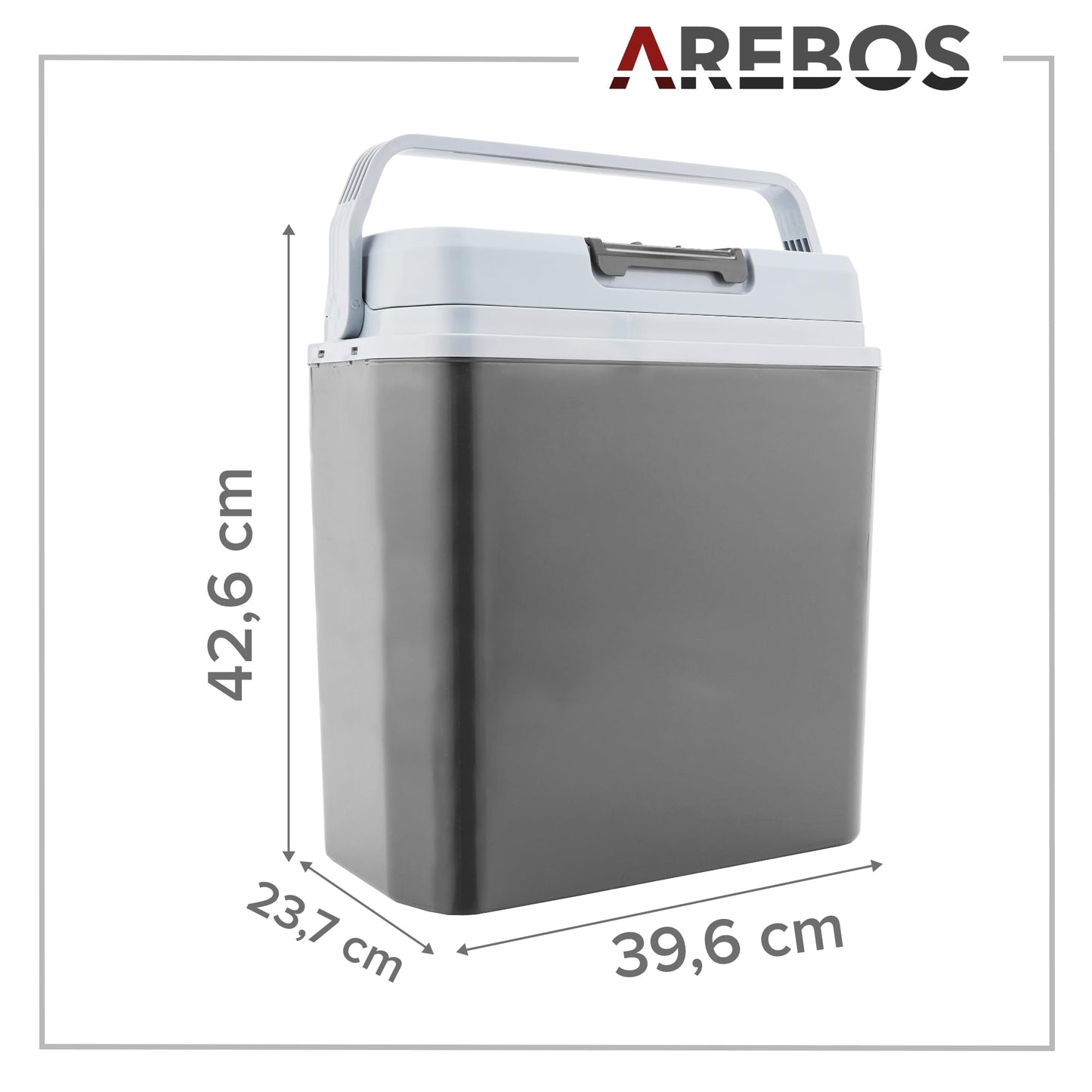 Arebos thermoelectric cool box 20 L with ECO mode | Electric cool and warm box | 12/230 V for car and socket | Mini fridge anthracite